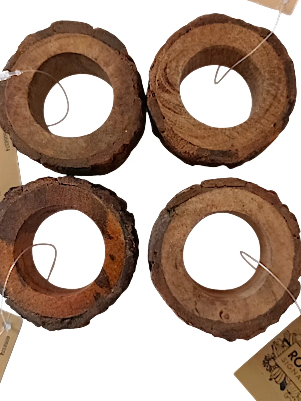 4 Natural‎ Wood Bark Live Edge Napkin Rings Rustic Farmhouse Party Events Cabin